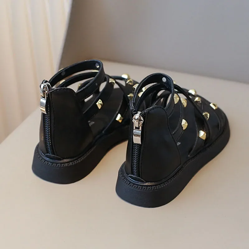 Summer Roman Sandals Girls Gladiator Boots High Top Fashion Princess Party Shoes Platform Rivets Kids Girl Beach Shoes I03221 thumbnail 5