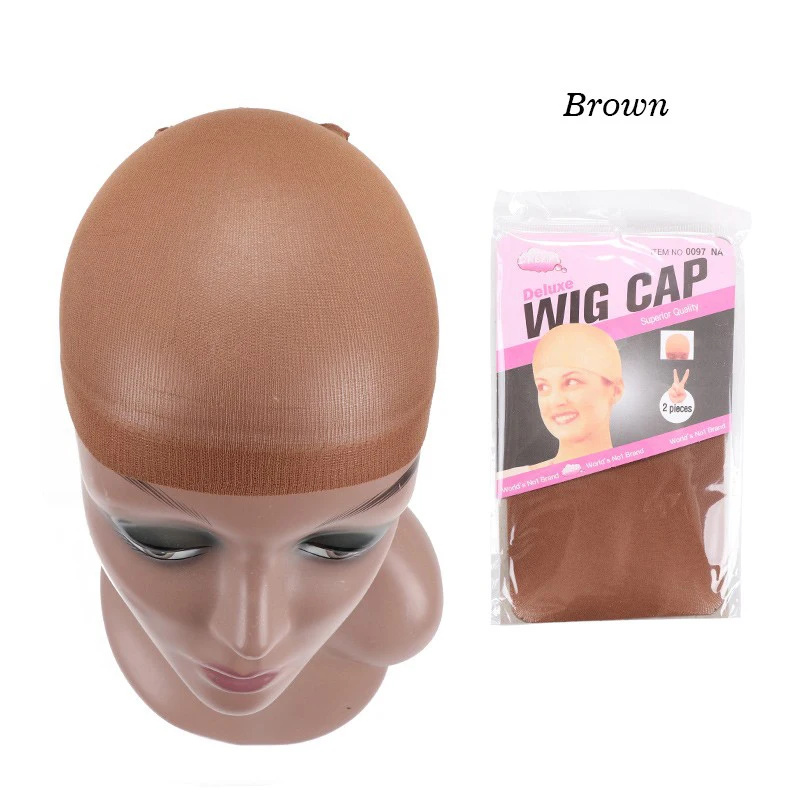 Yajukai New Stocking Cap For Wigs 2Pcs Cheap Hair Net For Wigs Bald Cap Beige Brown Nylon Stocking Wig Cap Stretchy Hair Cap thumbnail 5