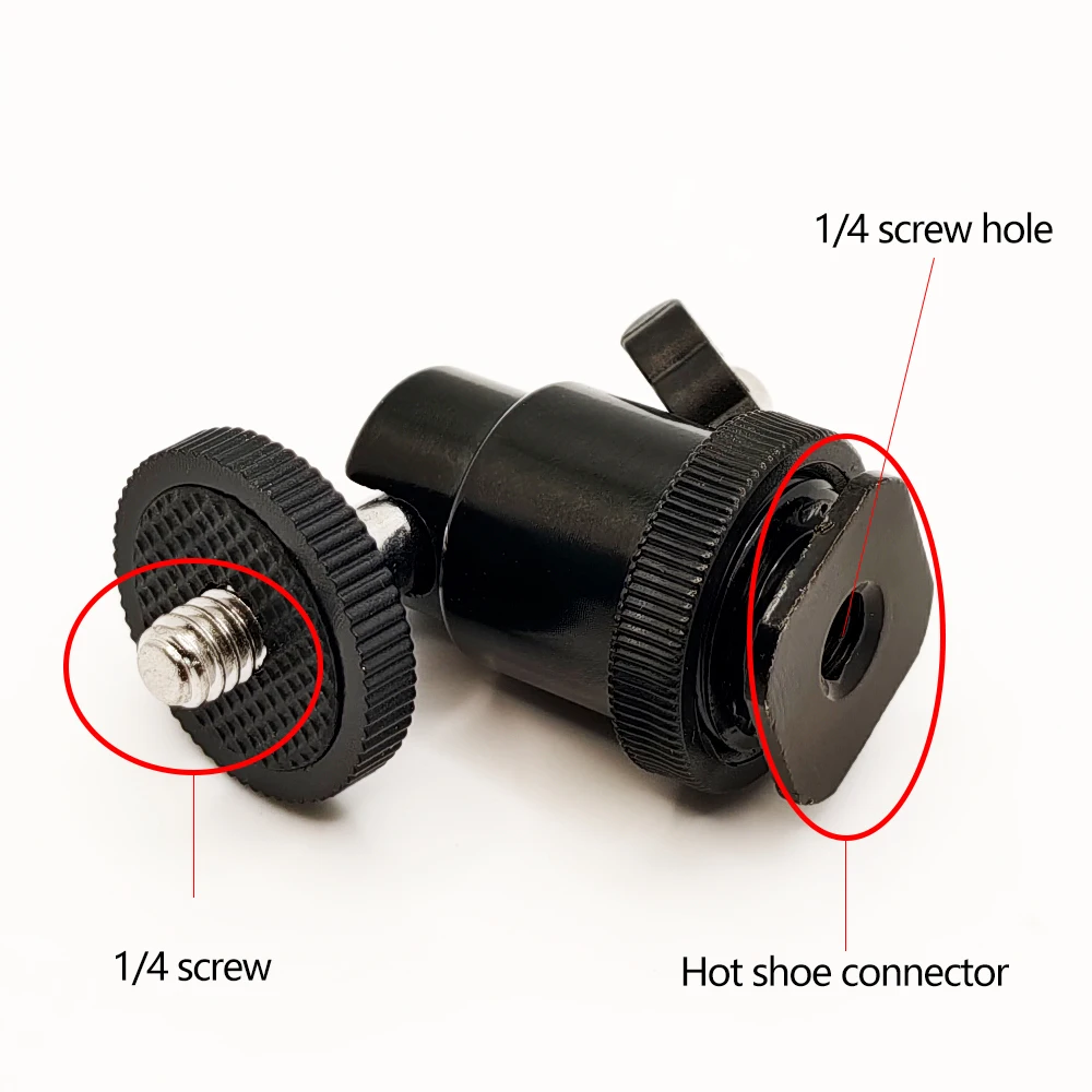 1/4" Aluminum Tripod Hot Shoe Adapter Metal Mount With Phone Clip Holder for GoPro Hero Action Camera Smartphone DSLR Cameras thumbnail 4