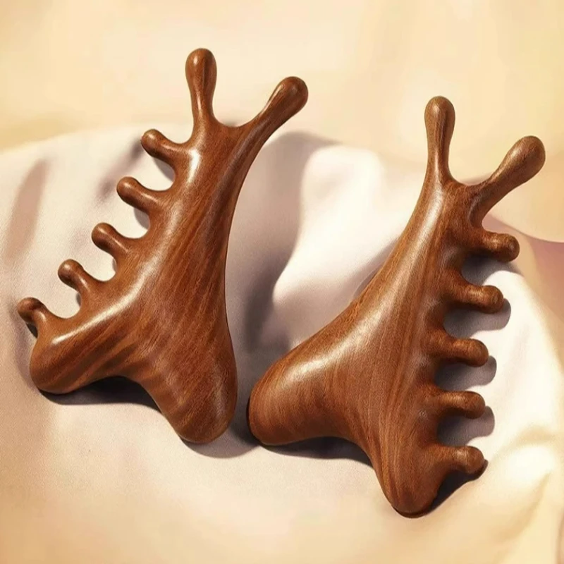 Head Body Massager Neck Face Health Care Massage Tool Meridian Scalp Four-in-one Sandalwood Comb  Massage Acupoint Nose Scraper thumbnail 5
