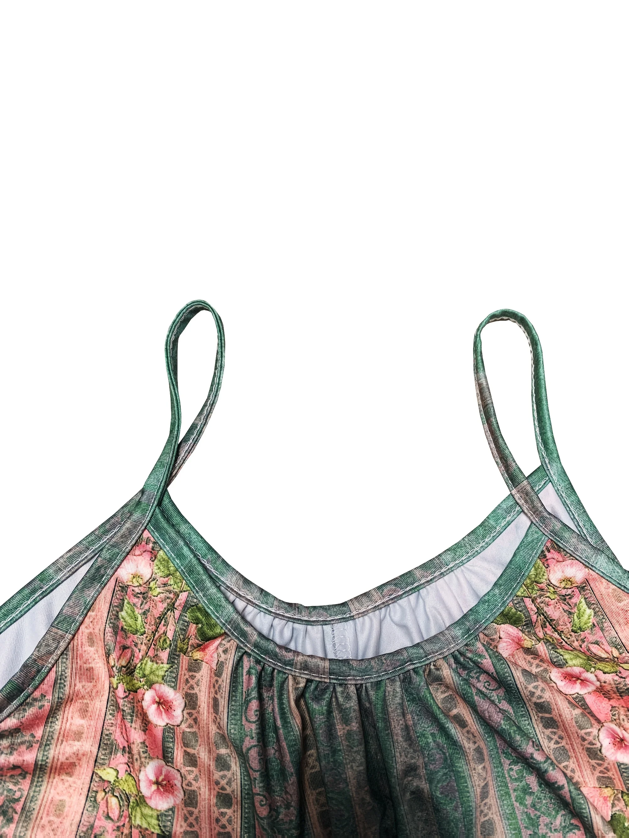 Women's Floral Print Sleeveless Romper Jumpsuit Vacation Style thumbnail 4