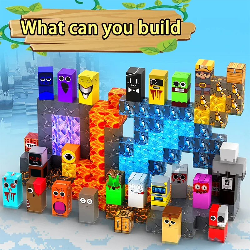 Sprunki Figures Magnetic Building Blocks Stacking Construction Set STEM Sensory Toys for Kids Boys Girls Ages 3+ DIY Magnet Cube thumbnail 6