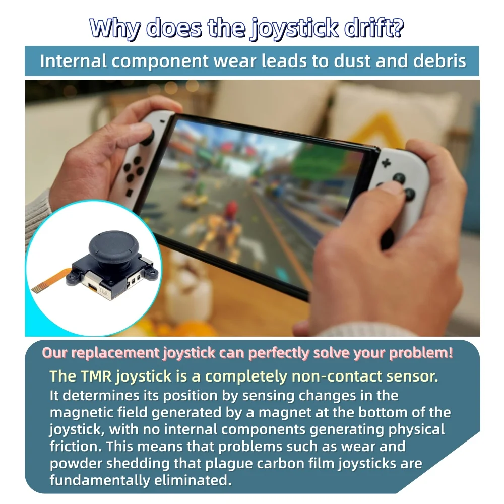2/10pcs K-SILVER JS19 for Switch Joy-con TMR Joystick Replacement Magnetic Sensor 3D Analog Stick for Switch OLED thumbnail 3