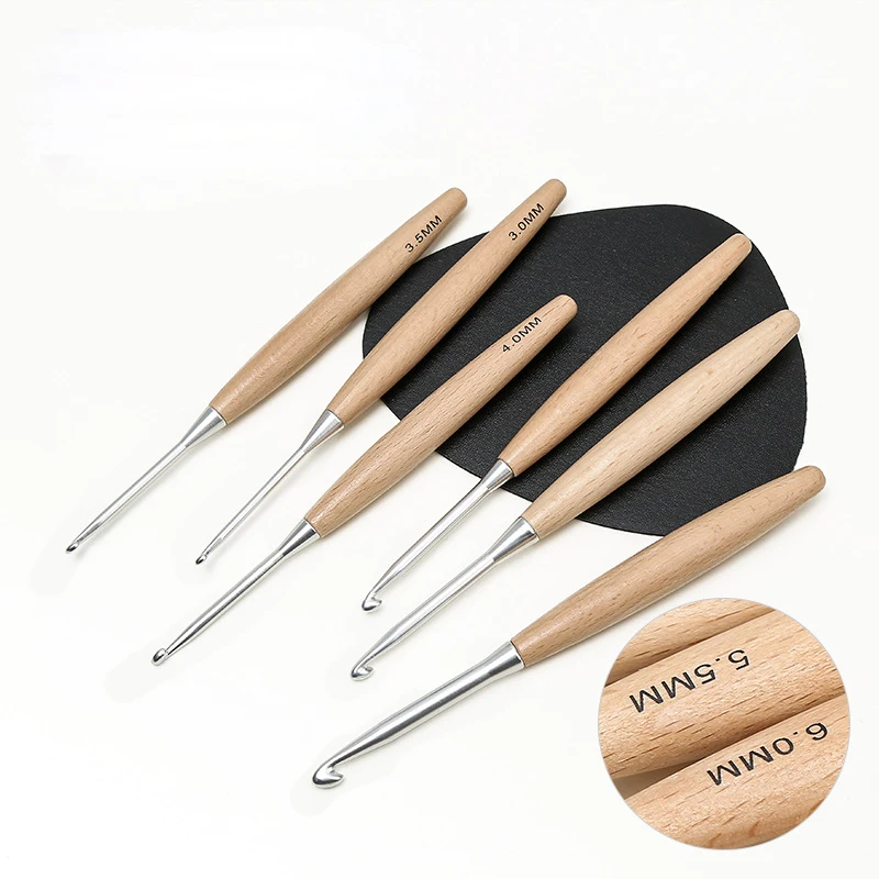 11pcs/set Wood Crochet Needle 3.0mm-12.0mm Knitting Needles with Ergonomic Handles for Arthritic Hands, Crochet Needle Kit thumbnail 3