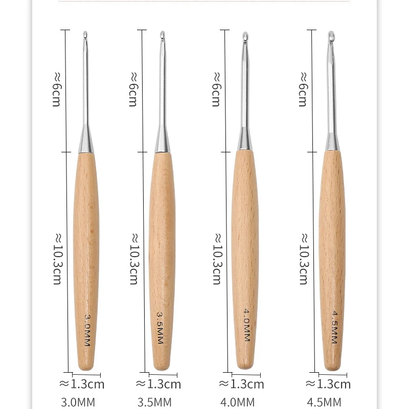 11pcs/set Wood Crochet Needle 3.0mm-12.0mm Knitting Needles with Ergonomic Handles for Arthritic Hands, Crochet Needle Kit thumbnail 4