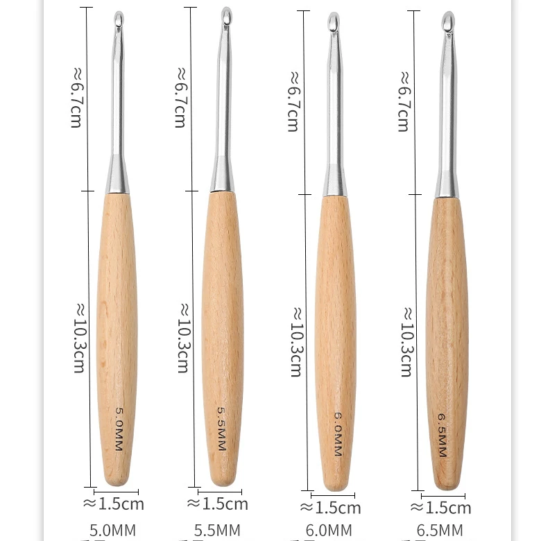 11pcs/set Wood Crochet Needle 3.0mm-12.0mm Knitting Needles with Ergonomic Handles for Arthritic Hands, Crochet Needle Kit thumbnail 5