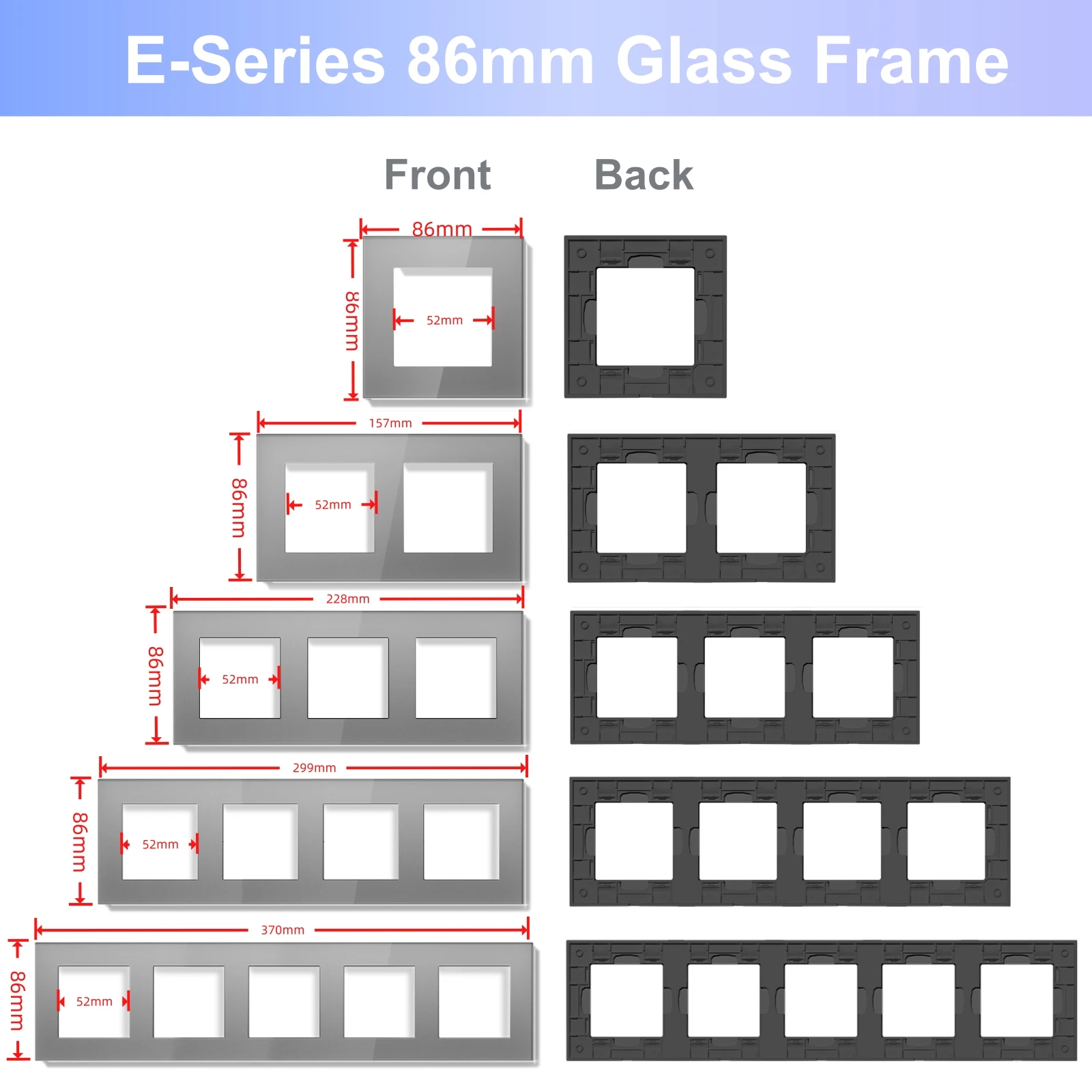 BSEED ZigBee Click Switch Modules Smart Light Switch Parts Glass Frame DIY Combination Wall Sockets USB Charge Key E-Series thumbnail 2