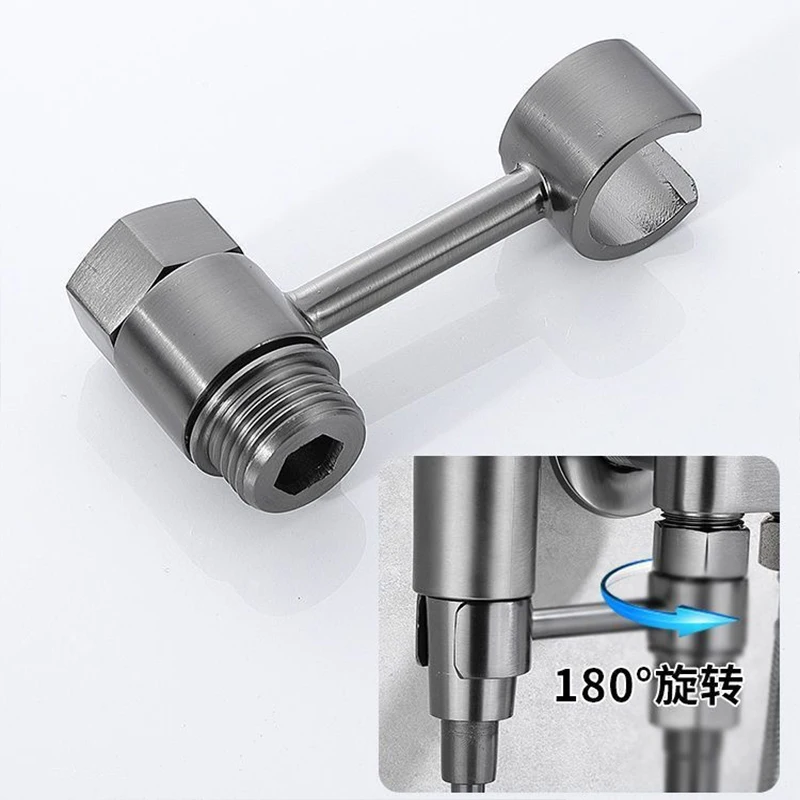 Zinc Alloy High Pressure Bidet Sprayer Set Bathroom Toilet Cleaner Spray Gun with 1 in 2 out Angle Valve Grey/Silver/Black thumbnail 4