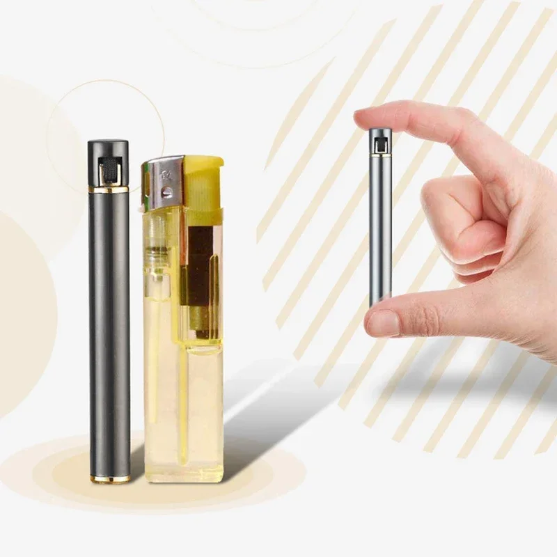 Mini Portable Windproof Butane Gas Lighter Metal Cigarette Shaped Grinding Wheel Lighter Smoking Accessories Gadgets For Men thumbnail 3