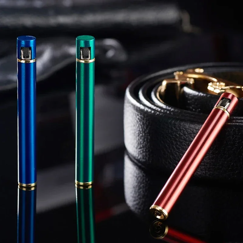 Mini Portable Windproof Butane Gas Lighter Metal Cigarette Shaped Grinding Wheel Lighter Smoking Accessories Gadgets For Men thumbnail 5