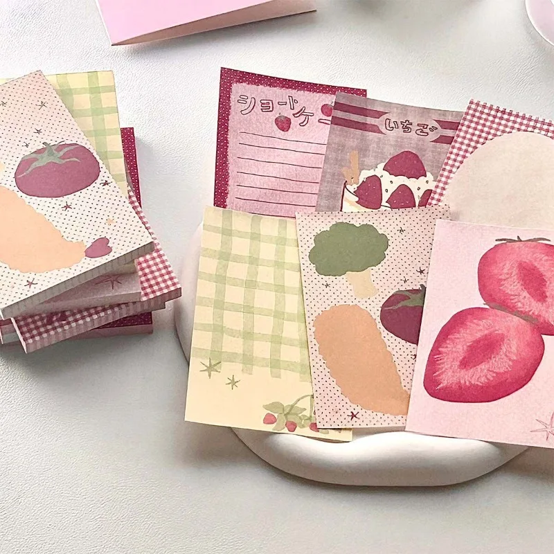 Strawberry Memo Pads Kawaii Korean Style M5 Scrapbook Paper Journal Ins Tomato Notepad Grid Base Paper Decor Supplies thumbnail 2