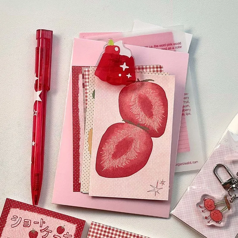 Strawberry Memo Pads Kawaii Korean Style M5 Scrapbook Paper Journal Ins Tomato Notepad Grid Base Paper Decor Supplies thumbnail 3