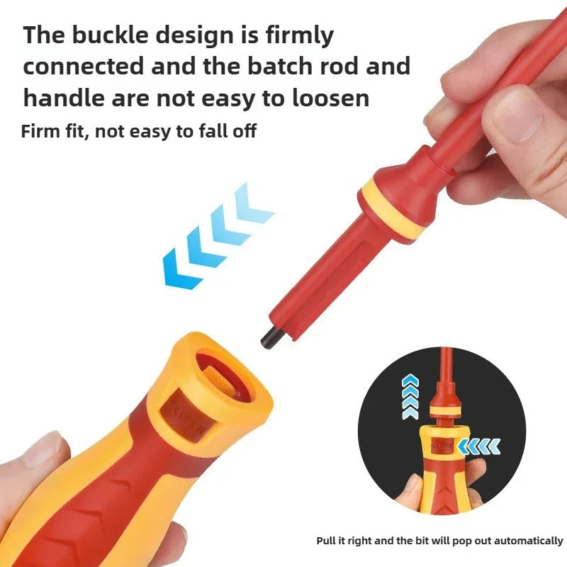 13pcs/8pcs Electrician Repair Tools Kit  1000V Changeable Insulated Screwdrivers Set with Magnetic Slotted Bits thumbnail 3