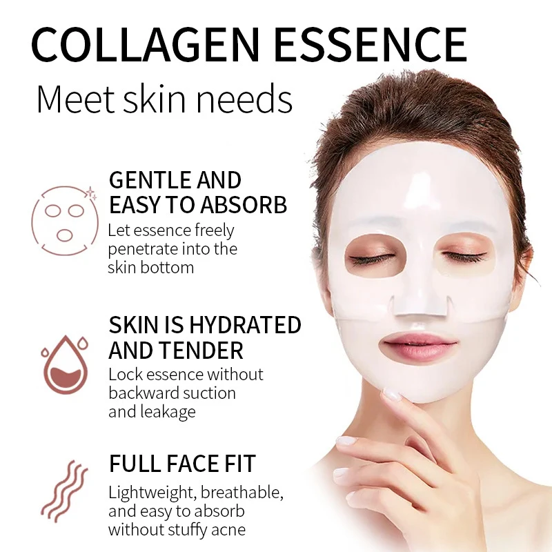 Hydrating Moisturizing Collagen Face Mask Skin Friendly Fit Firming Soothing Facial Treatment FOR Healthy Glowing Skin thumbnail 2