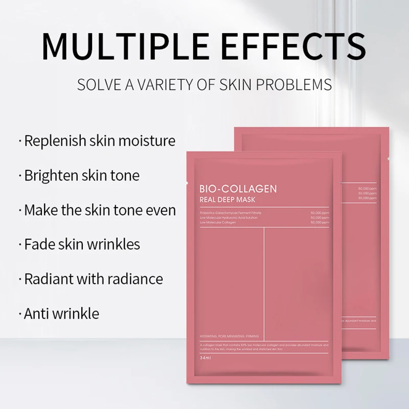Hydrating Moisturizing Collagen Face Mask Skin Friendly Fit Firming Soothing Facial Treatment FOR Healthy Glowing Skin thumbnail 4