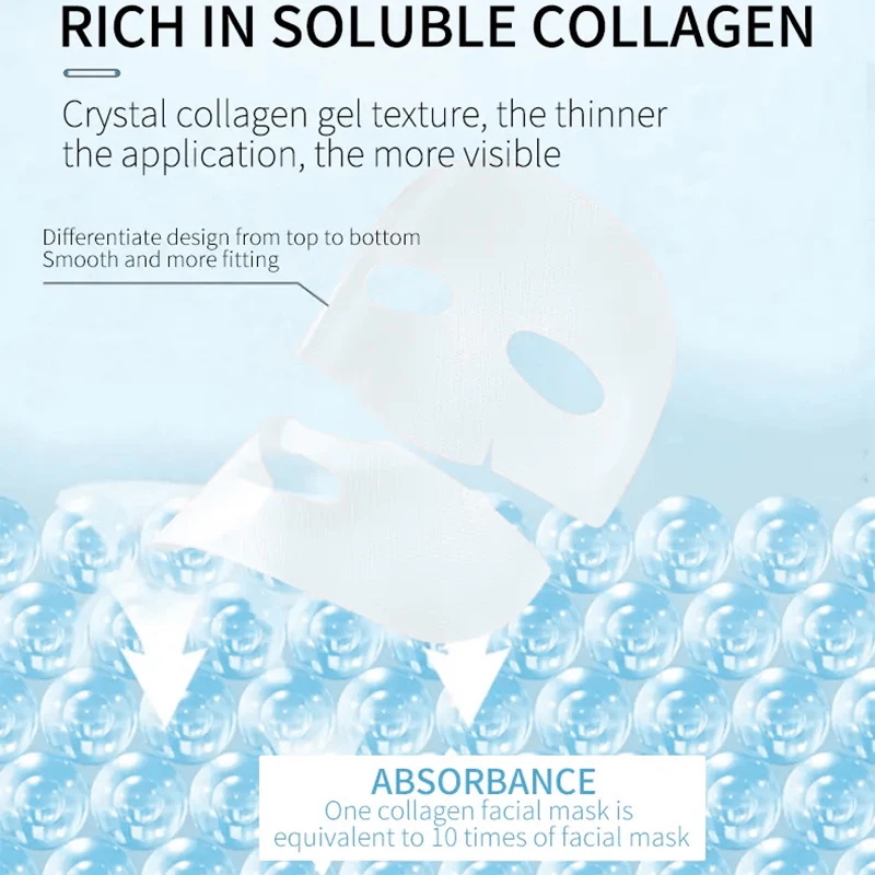 Hydrating Moisturizing Collagen Face Mask Skin Friendly Fit Firming Soothing Facial Treatment FOR Healthy Glowing Skin thumbnail 6