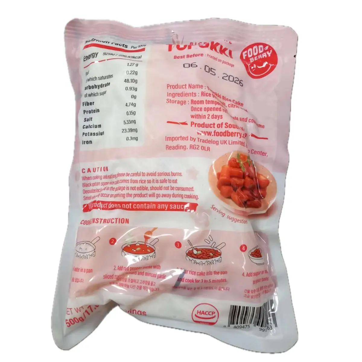 Food Berry, Topokki Rice Cake, 500g/pack thumbnail 3