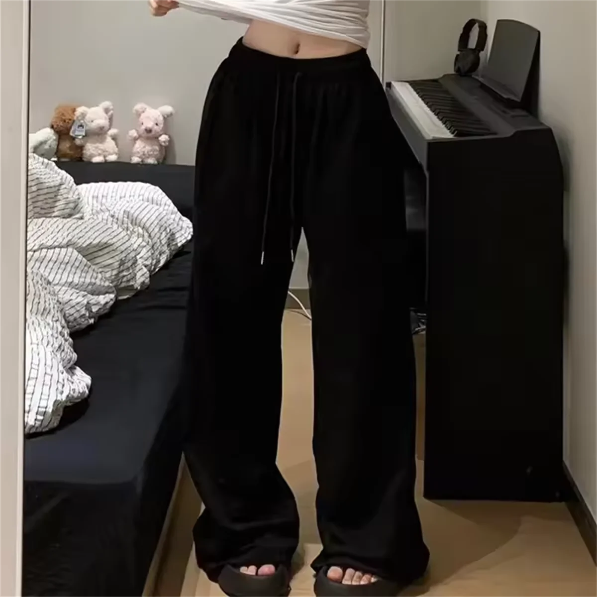 Women Harajuku Wide Leg Sweatpants 2025 Spring Fall Solid Fashion Sport Pant Female Casual Oversize Clothes Lady Baggy Trousers thumbnail 2