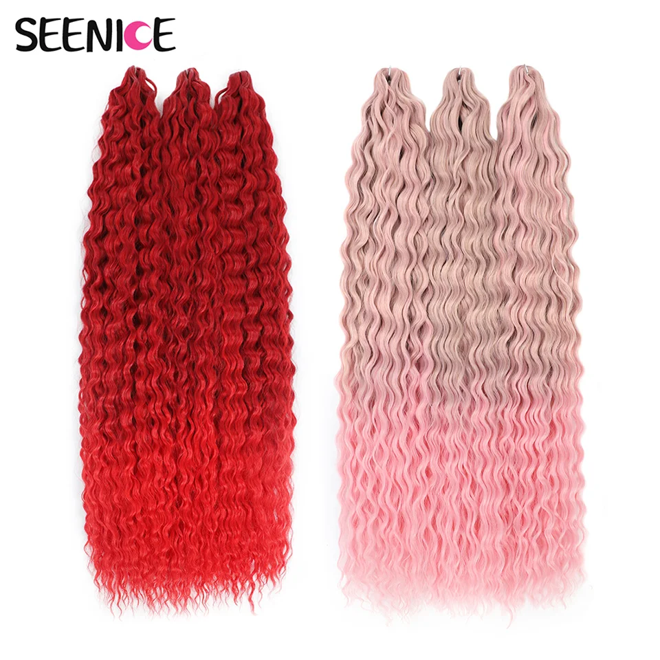Ariel Curl 22 30 Inch Water Wave Twist Crochet Hair Extensions Synthetic Crochet Braids Ombre Red Pink Afro Curls Braiding Hair