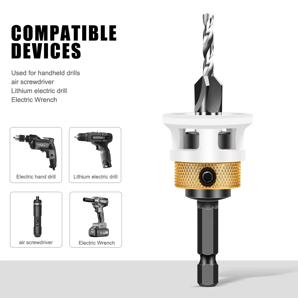 Woodworking Limit Four Edge Countersink Drill Alloy Drill Cone Drill Adjustable Depth Step Drill Screw Countersink Drill Bit thumbnail 4