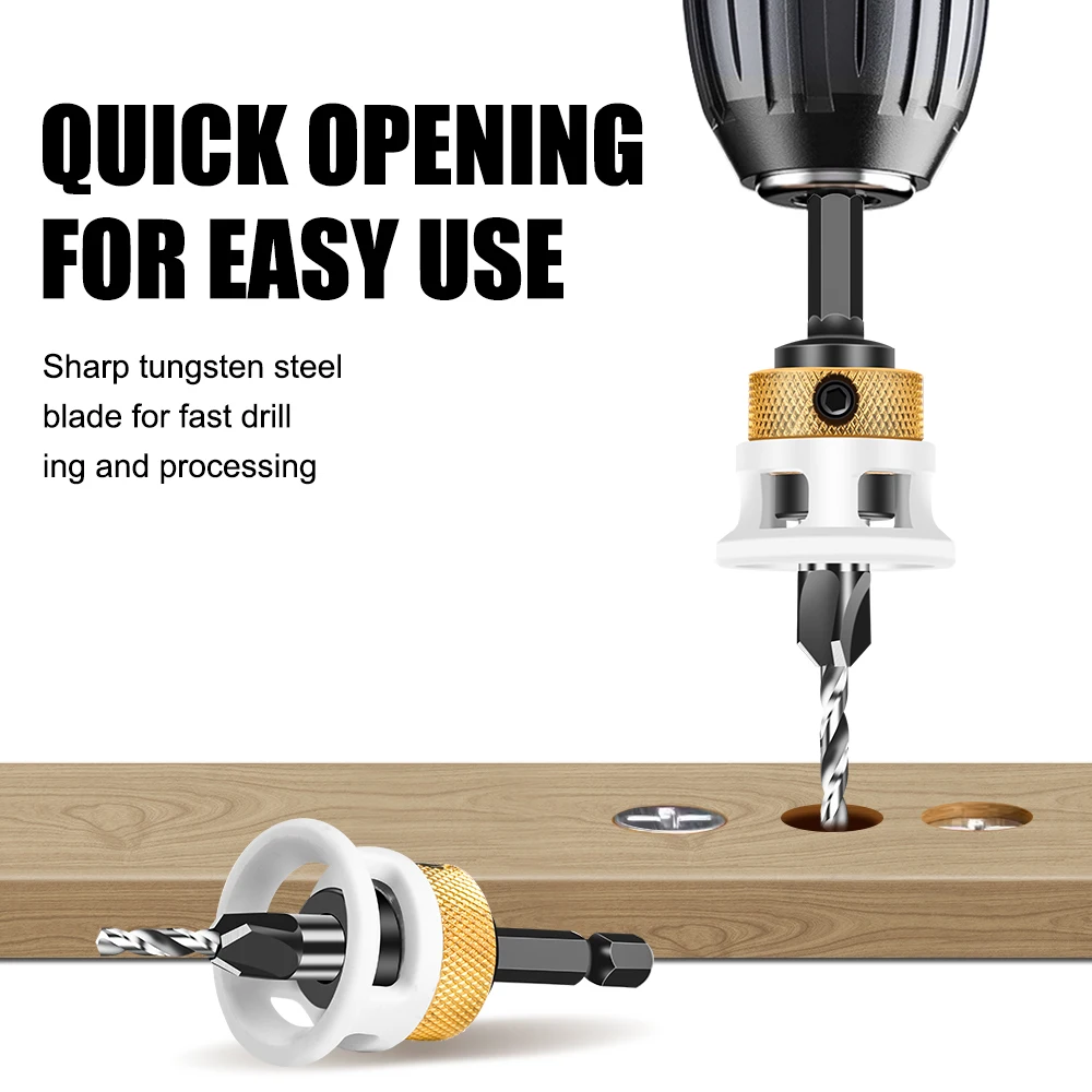 Woodworking Limit Four Edge Countersink Drill Alloy Drill Cone Drill Adjustable Depth Step Drill Screw Countersink Drill Bit thumbnail 2