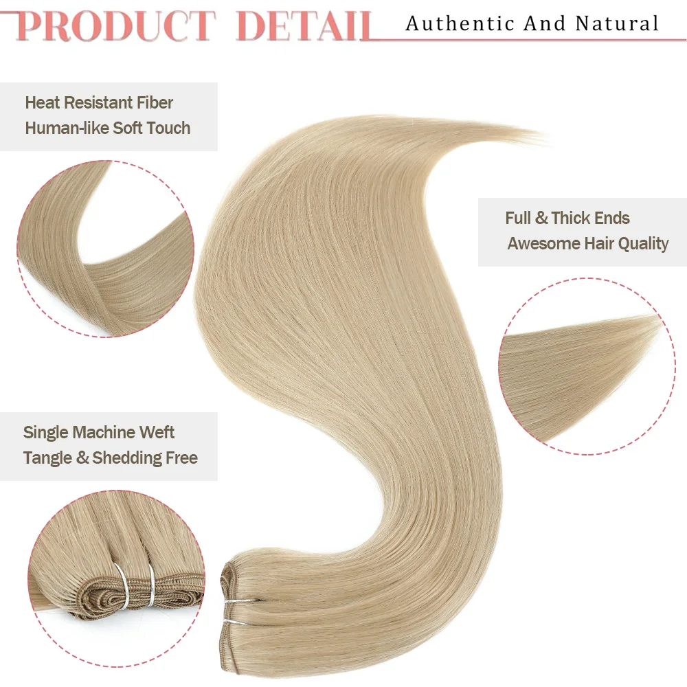 Gladys 200g Bone Straight Hair Bundles White Grey Bug Orange Synthetic Weave Hair Extensions 30 InchSew In Weft Full to End thumbnail 5