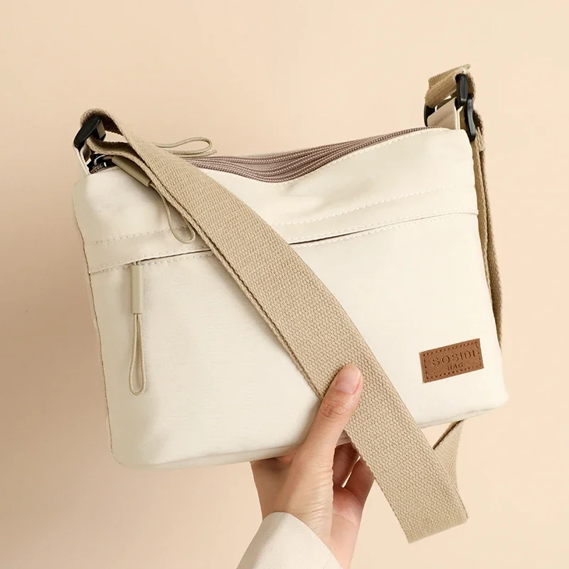 3 Main Pockets High Capacity Shoulder Crossbody Bag for Women Multi-pocket Purse Canvas Handbag Suitable for Mothers Shopping thumbnail 2