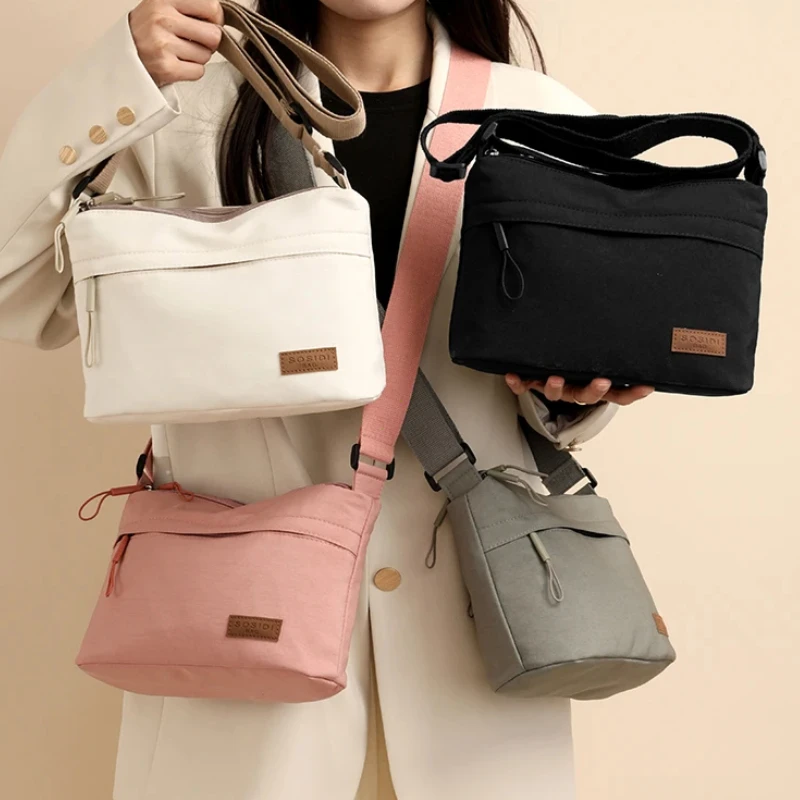 3 Main Pockets High Capacity Shoulder Crossbody Bag for Women Multi-pocket Purse Canvas Handbag Suitable for Mothers Shopping thumbnail 3