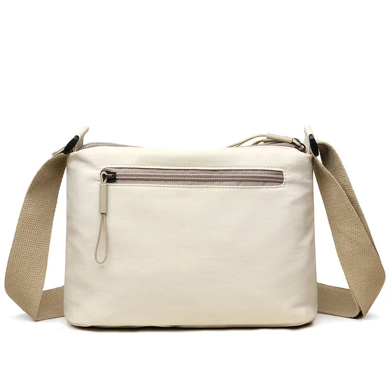 3 Main Pockets High Capacity Shoulder Crossbody Bag for Women Multi-pocket Purse Canvas Handbag Suitable for Mothers Shopping thumbnail 4