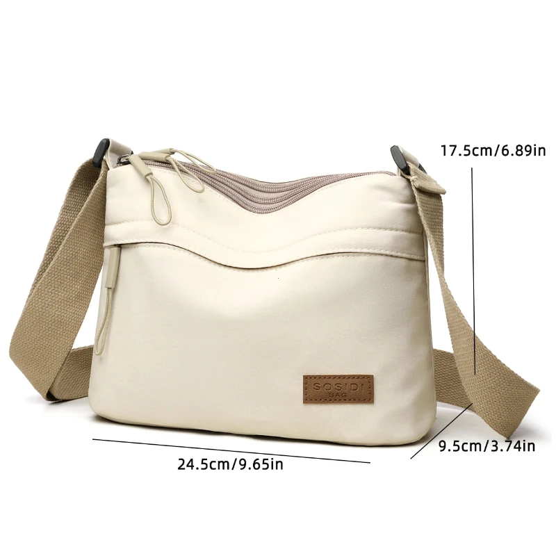 3 Main Pockets High Capacity Shoulder Crossbody Bag for Women Multi-pocket Purse Canvas Handbag Suitable for Mothers Shopping thumbnail 6