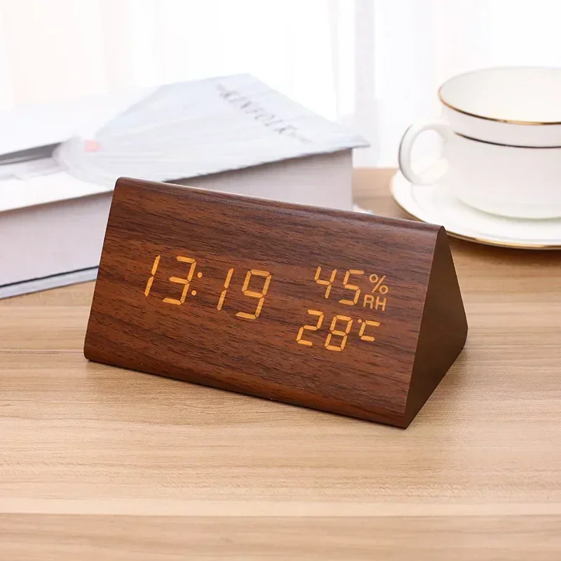 LED Student Alarm Clock Simple Wall Clock Temperature Display Sound Control Table Clock Desktop Home Decor Garden