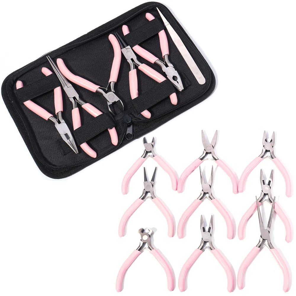 1pcs Stainless Steel Pliers Tools Set Pink Color Plier Needle Nose Pliers for DIY Jewelry Making Handcraft Beadwork Repair