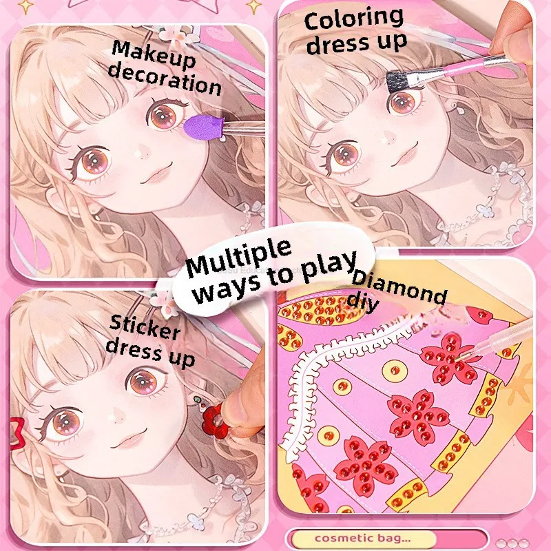 Makeup Set Kawaii Coloring DIY Princess Arts and Crafts Kids Girls Children Toy Book Lover Gifts Art Supplies thumbnail 2