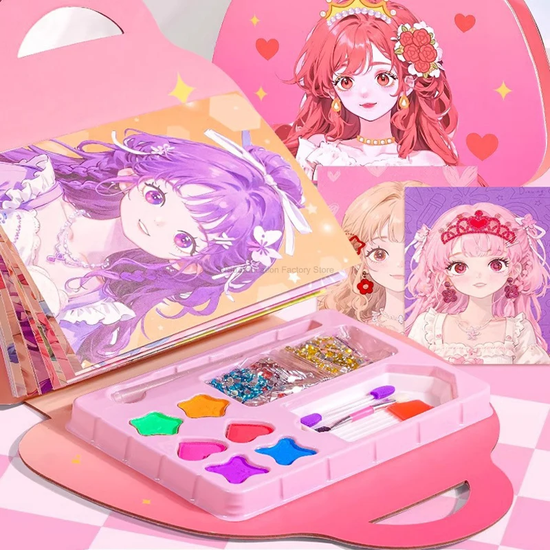 Makeup Set Kawaii Coloring DIY Princess Arts and Crafts Kids Girls Children Toy Book Lover Gifts Art Supplies