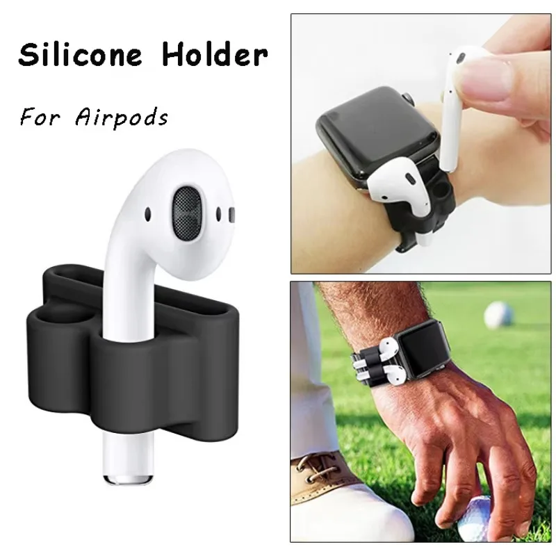 Silicone Holder Clip For AirPods Apple Wireless Earphone Socket Stand Case Compatible For Apple Watch Sport Hook Clip Anti-lost thumbnail 2