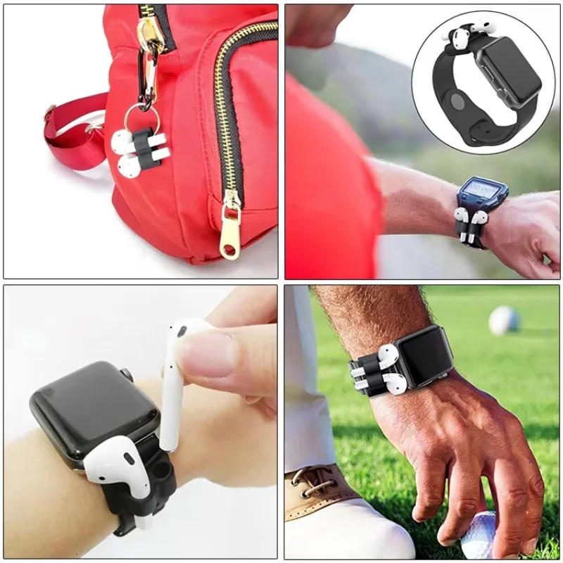 Silicone Holder Clip For AirPods Apple Wireless Earphone Socket Stand Case Compatible For Apple Watch Sport Hook Clip Anti-lost thumbnail 4