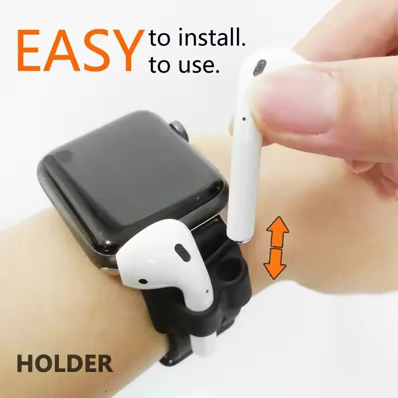 Silicone Holder Clip For AirPods Apple Wireless Earphone Socket Stand Case Compatible For Apple Watch Sport Hook Clip Anti-lost thumbnail 3