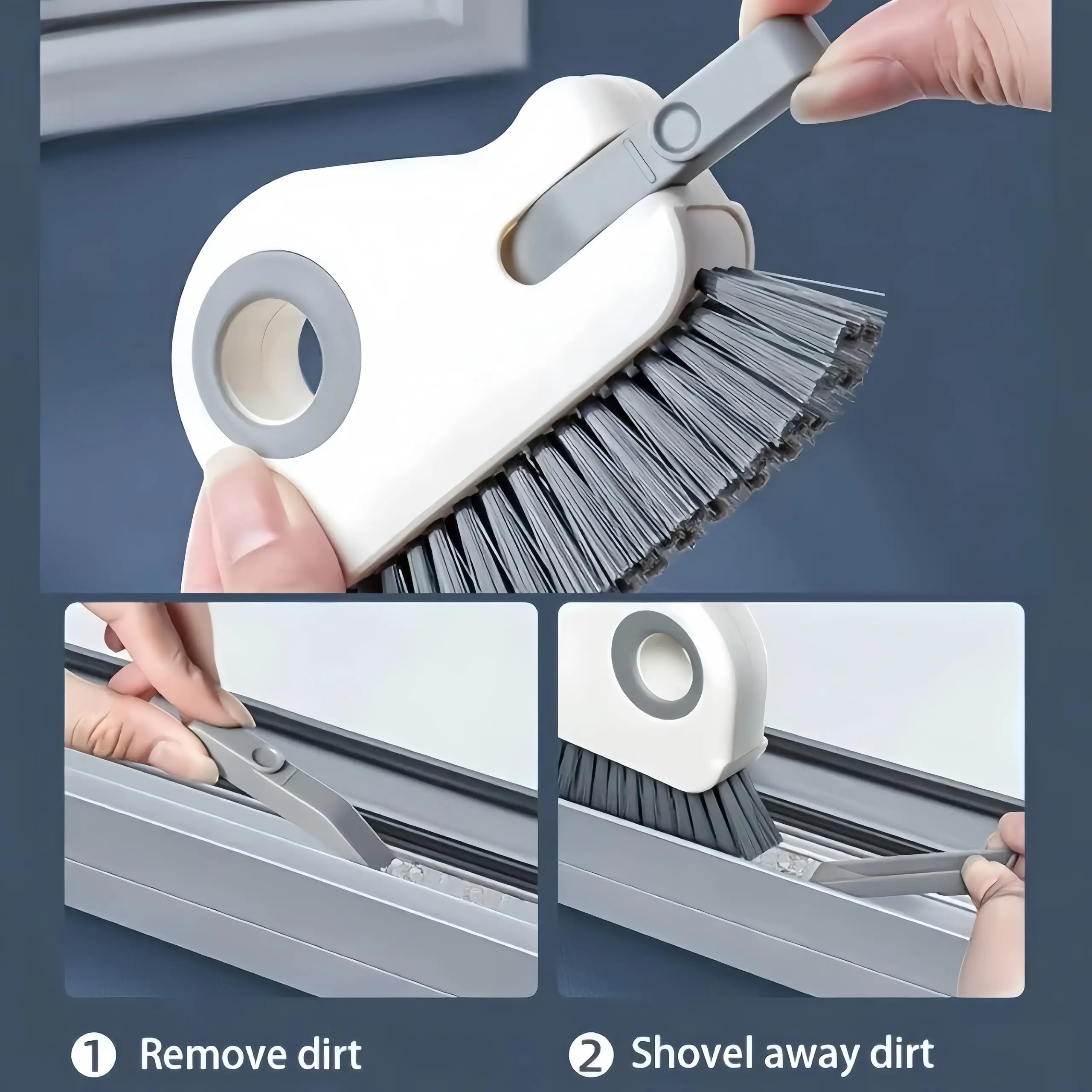 Groove Cleaning Brush Window Track Cleaner Tools, 2 in 1 Hard Bristle Grip Grout Brush Grout Cleaner Tool,Crevice Cleaning Brush thumbnail 6