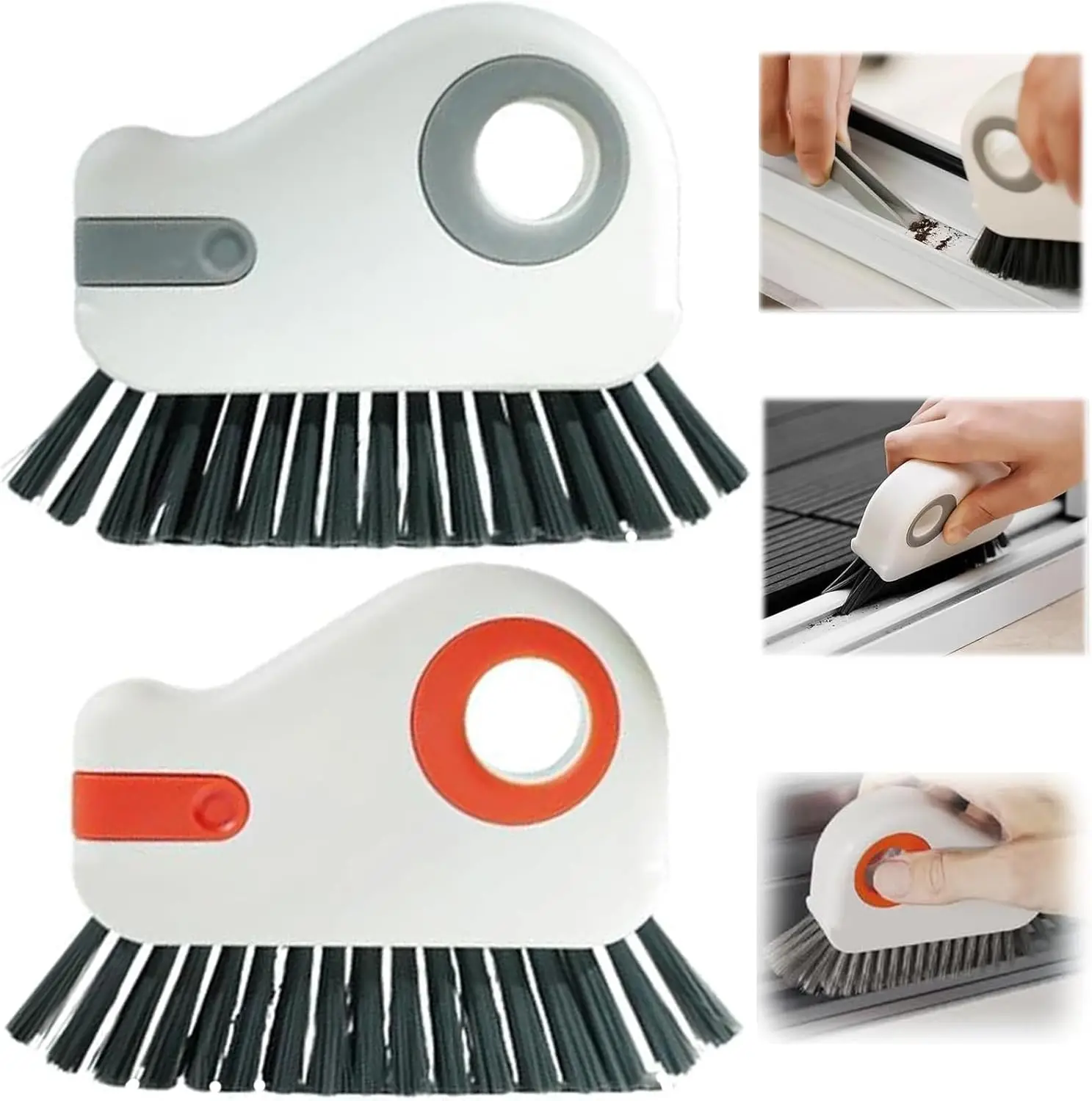 Groove Cleaning Brush Window Track Cleaner Tools, 2 in 1 Hard Bristle Grip Grout Brush Grout Cleaner Tool,Crevice Cleaning Brush