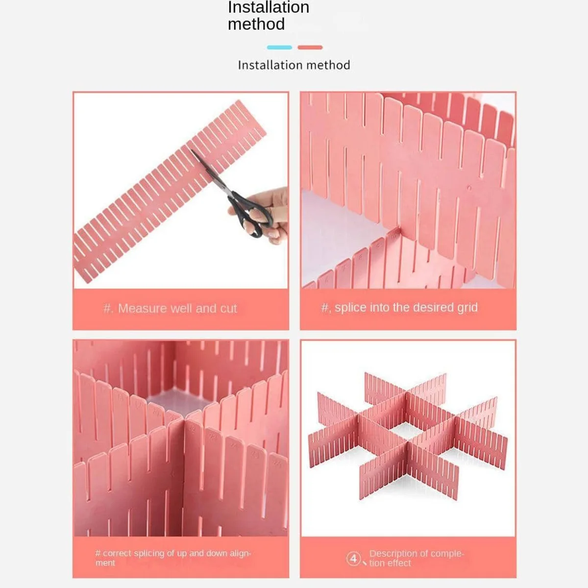 4Pcs Drawer Storage Dividers Sock Compartment Box Free Combination Plastic Partition Board Underwear Grid Divider Organizer Cosmetics Miscellaneous Compartment Box thumbnail 3