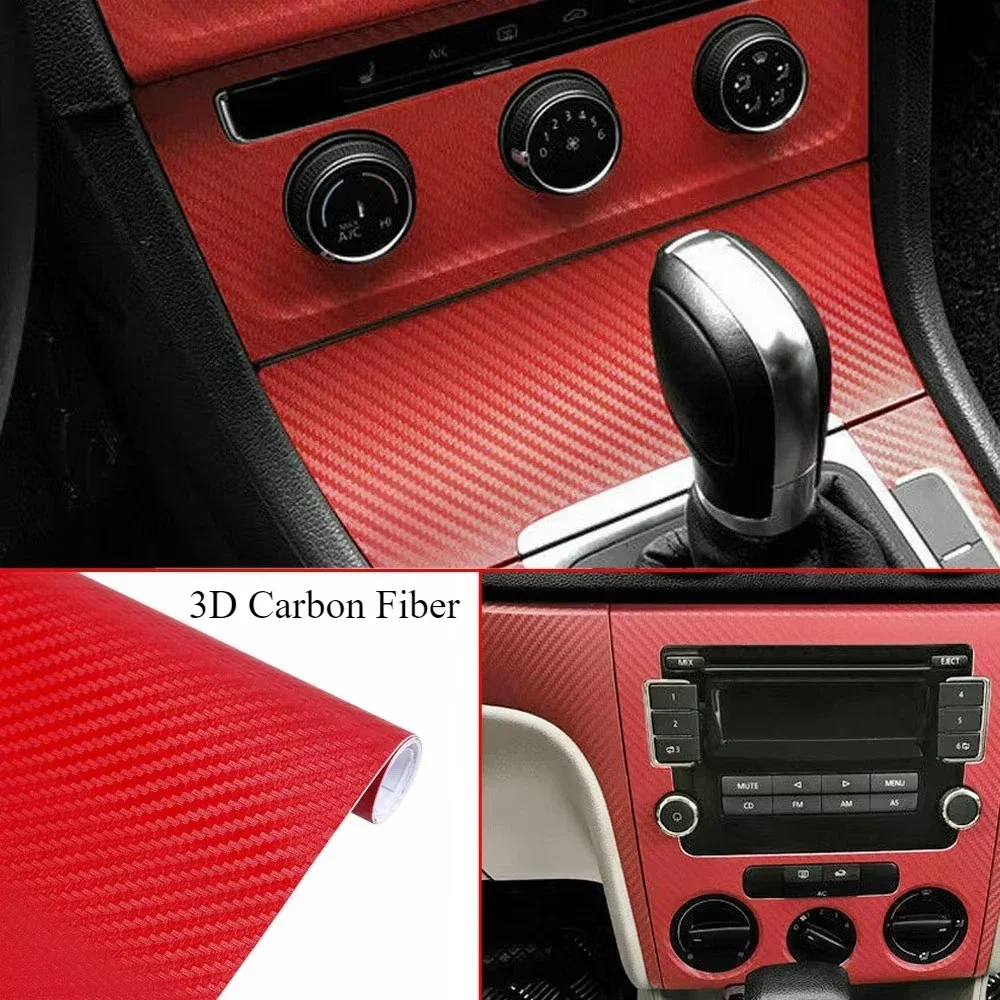 3D Red Carbon Fiber Vinyl Car Wrap Sheet Roll Film Car Stickers Decal Motorcycle Auto Styling Accessories Automobiles thumbnail 2