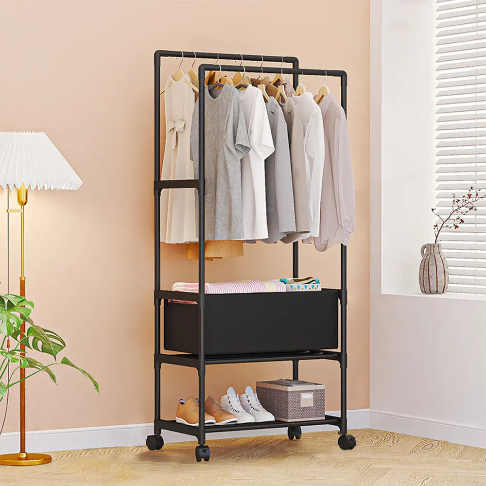 【Lifeideas】Double Rod Metal Clothes Rack on Wheels thumbnail 6
