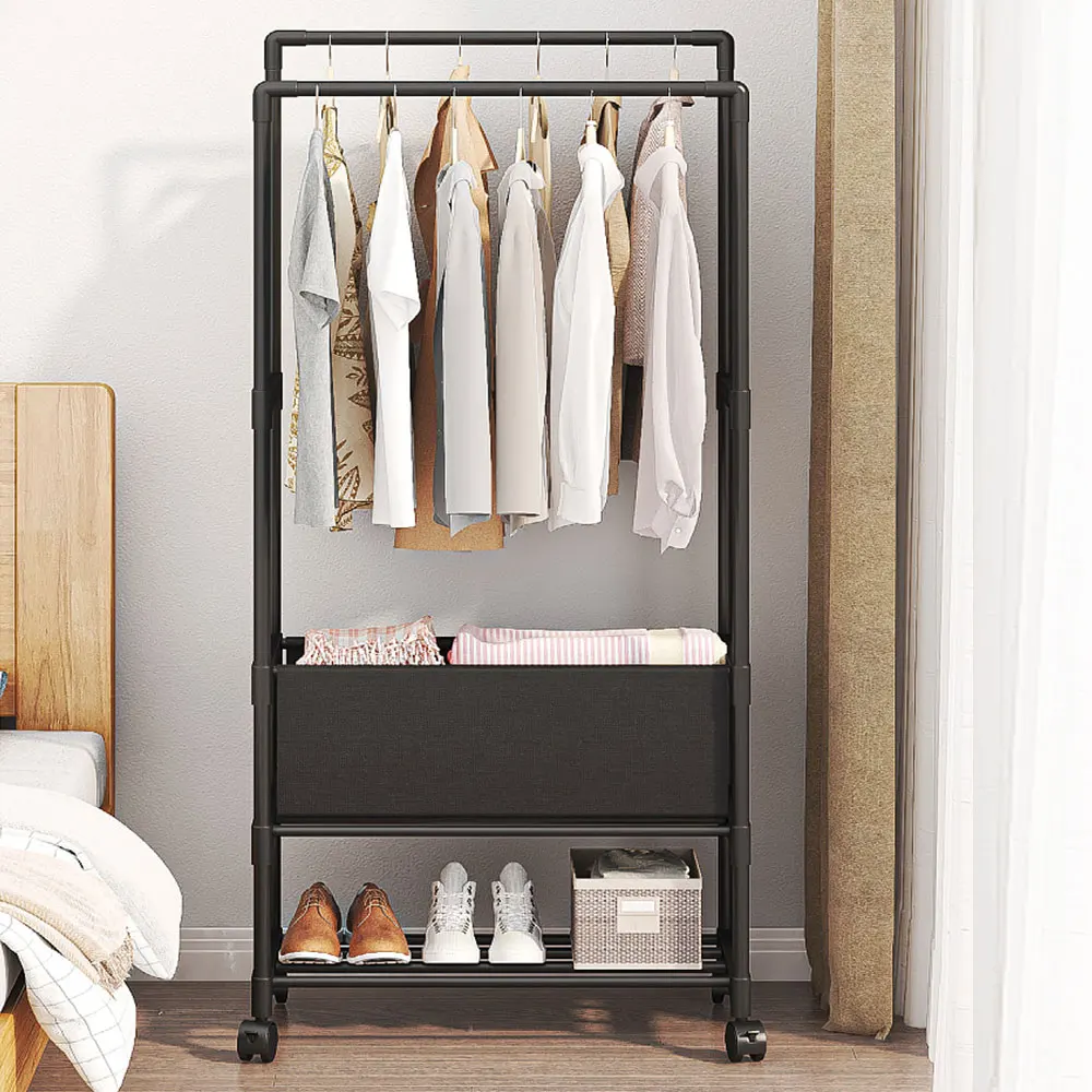 【Lifeideas】Double Rod Metal Clothes Rack on Wheels thumbnail 5