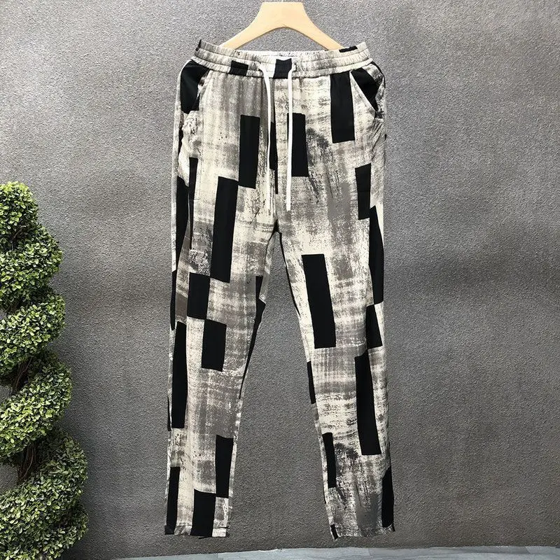 New Spring and Summer Thin Straight-leg Pants for Men's Drape Versatile Casual Pants Trendy Versatile Men's Nine-point Pants thumbnail 2