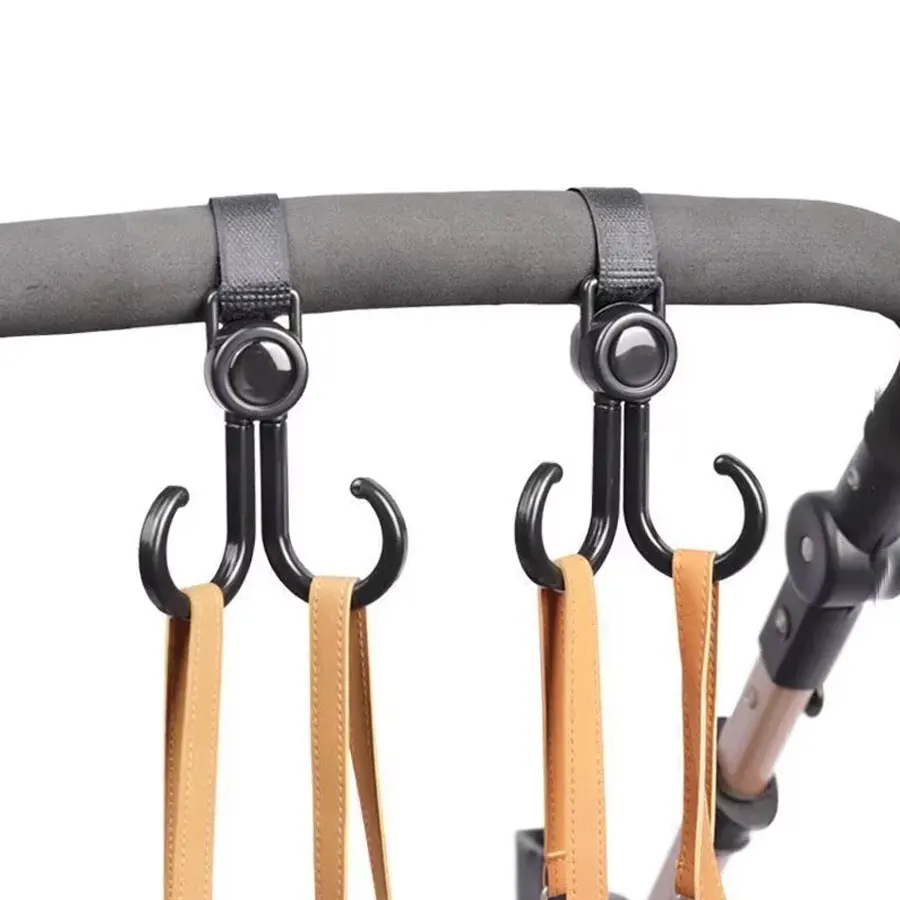 Double Hook Load-bearing Sturdy and Durable 360 Degree Rotating Adjustable Hook and Loop Fasteners Baby Stroller Accessories