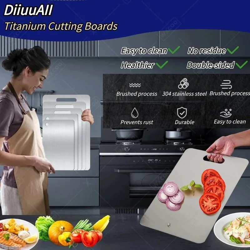 WXCOO 5 Sizes Stainless Steel Thickened Cutting Board Kneading Dough Board Kitchen Fruit Vegetable Household Kitchen Boards thumbnail 6