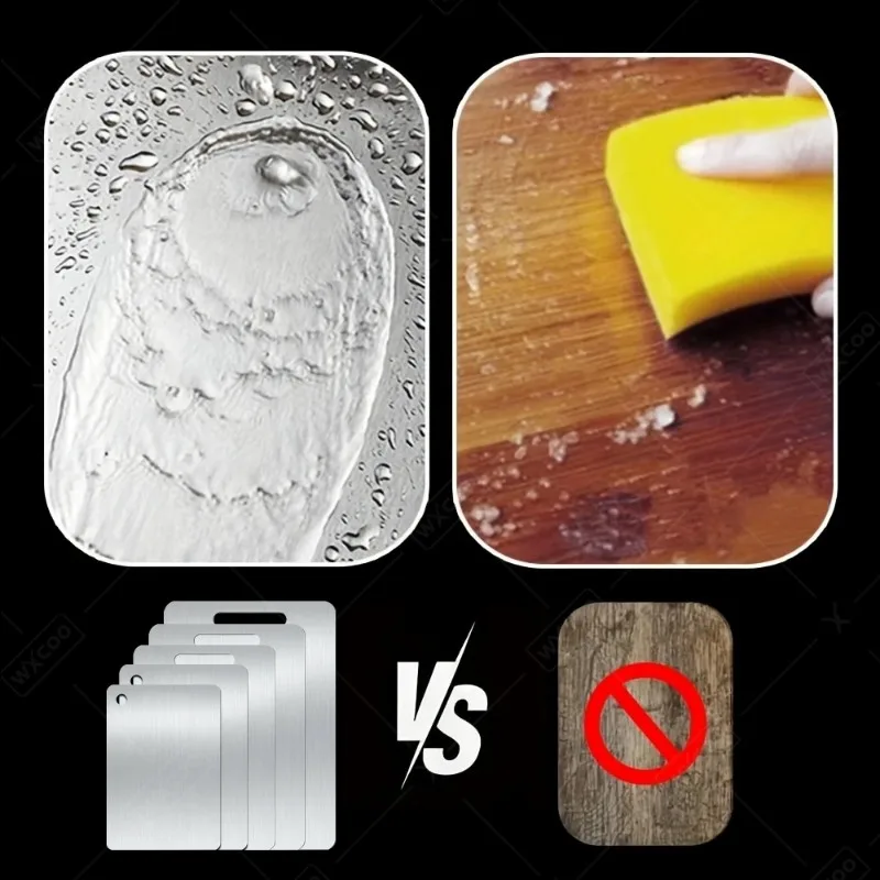 WXCOO 5 Sizes Stainless Steel Thickened Cutting Board Kneading Dough Board Kitchen Fruit Vegetable Household Kitchen Boards thumbnail 4
