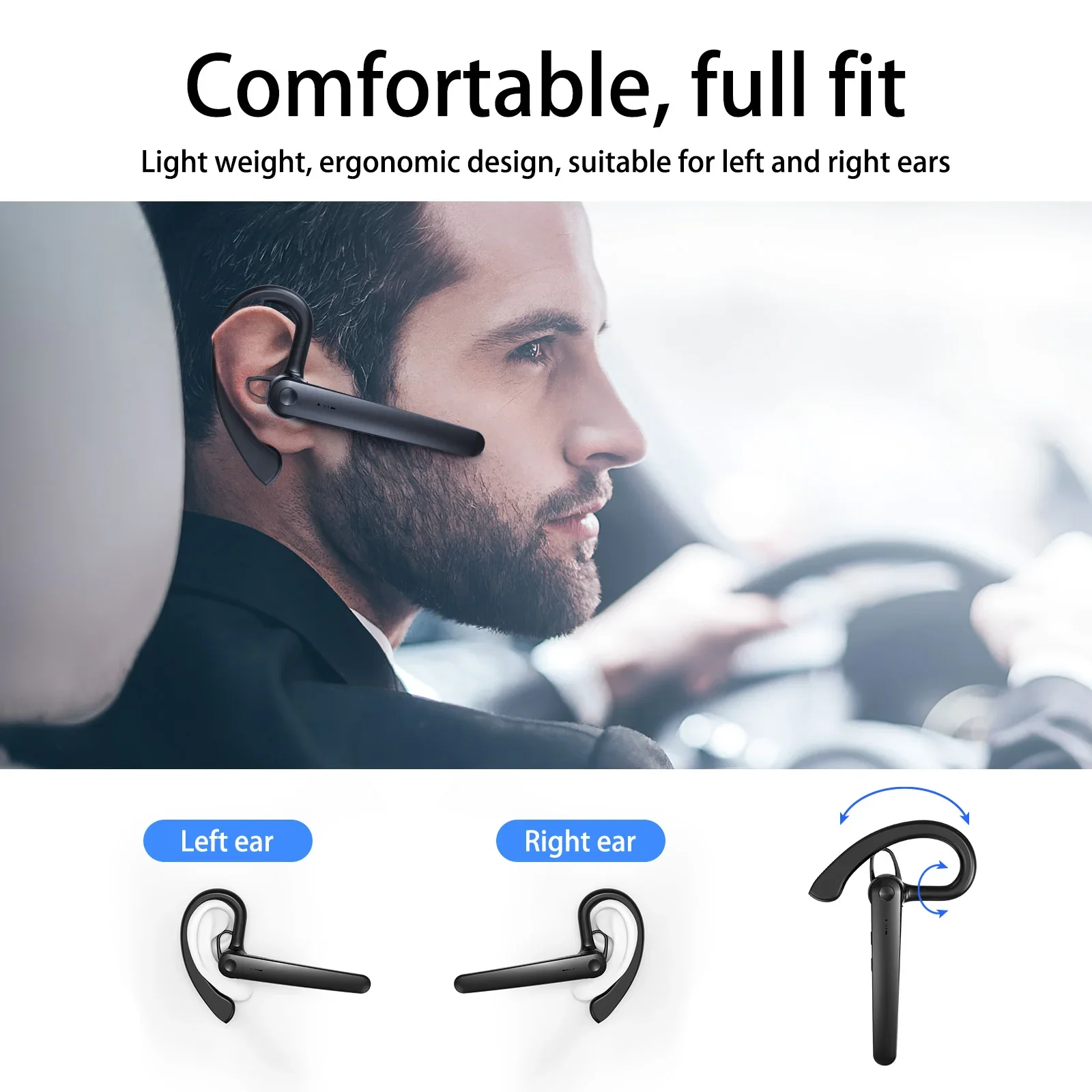 Wireless Bluetooth Headphones With Microphon Earphone ENC Noise Cancelling Handsfree Talking Headset Busines Auriculares Driving thumbnail 3