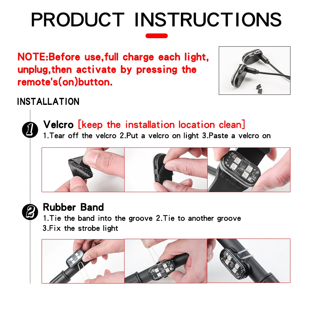 2/4pcs Wireless LED Strobe Lights Car Decor Atmosphere Light, 8 Colors Rechargeable Led Lights Anti-Collision LED Warning Light thumbnail 2