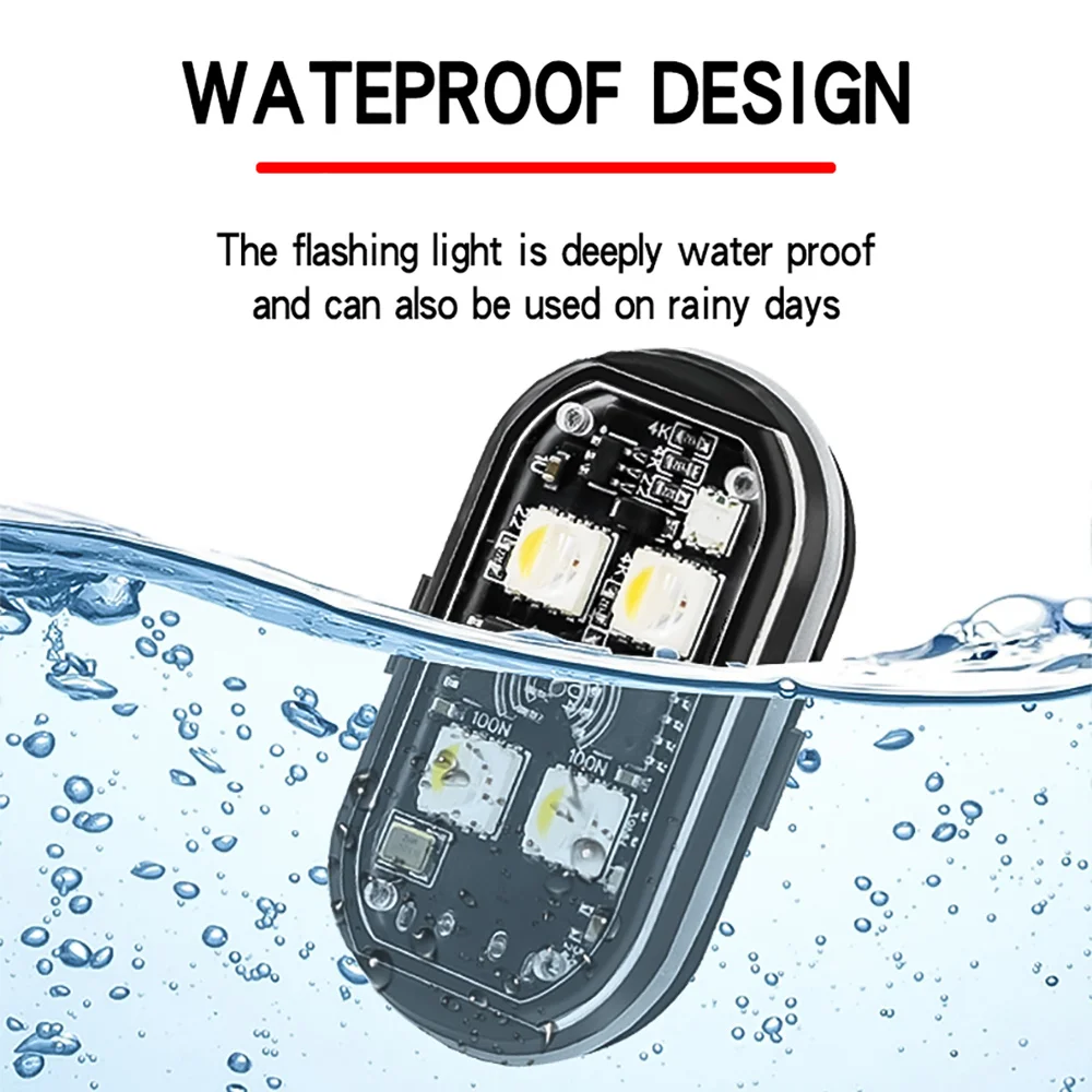2/4pcs Wireless LED Strobe Lights Car Decor Atmosphere Light, 8 Colors Rechargeable Led Lights Anti-Collision LED Warning Light thumbnail 6
